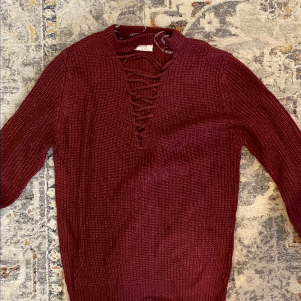 Lace up sweater